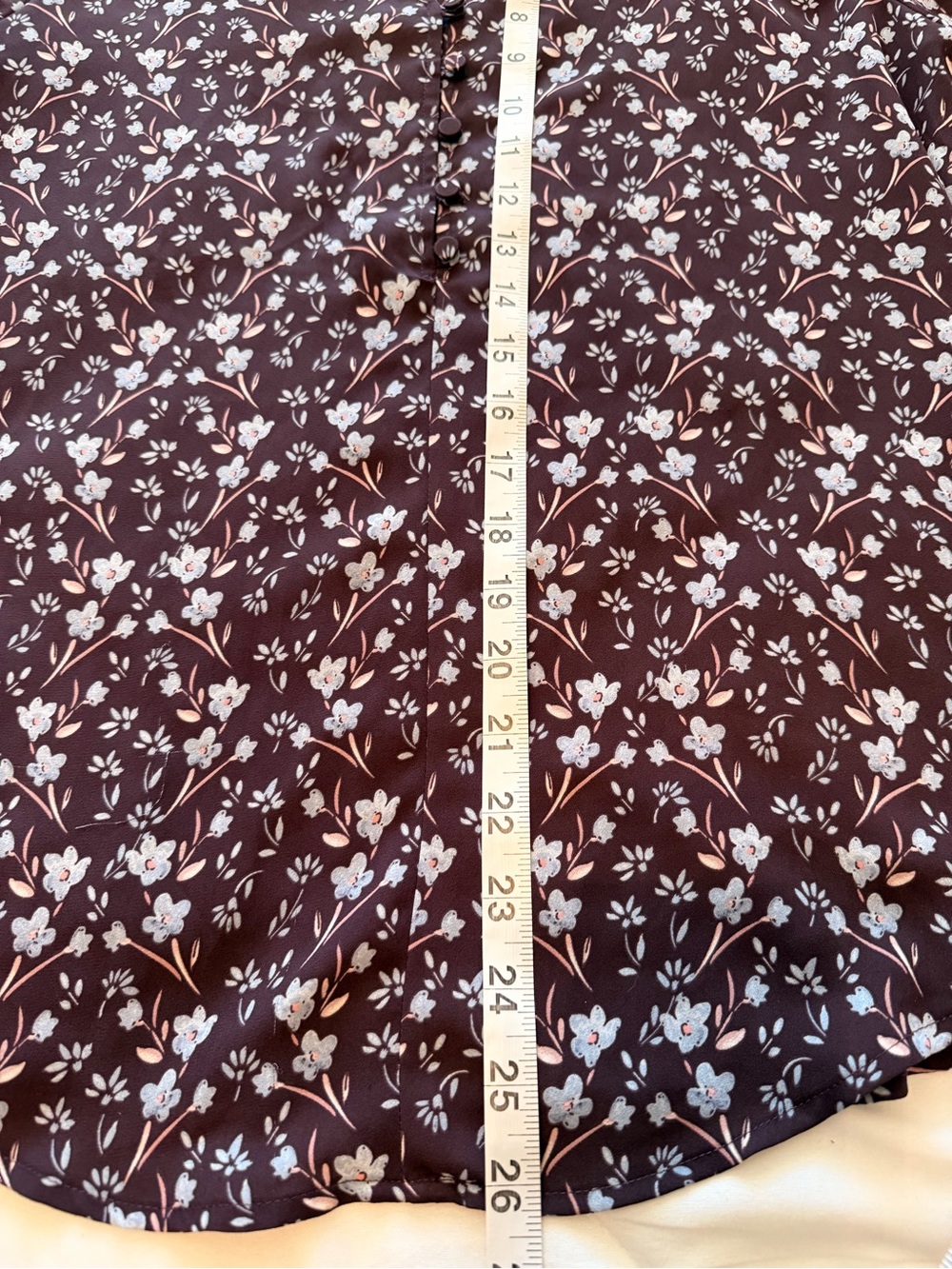 LOFT Burgundy’s Floral Wildflower Size Small, V-Neck Long Sleeve Blouse EUC - Picture 9 of 11